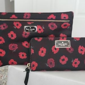 Kate Spade poppy seed wallet and make up bag